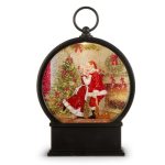 Raz Imports Mrs. Claus Kissing Santa Lighted Water Lantern 9 Inches