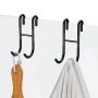 Sstoohl Shower Hooks 2-PACK Frameless Glass Shower Door Towel Hooks Over Door Hooks For Bathroom Black