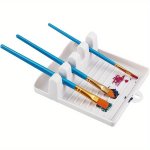 1PC 4-SLOT Plastic Paint Brush Holder Palette Tray For Watercolor Acrylic & Oil Brush Space Saving Easy-clean Art Paint Tool Org