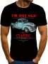 Men's Retro Style Car Pattern And Alphabet Print "i'm Not Old I'm Classic" T-Shirt With Crew Neck And Short Sleeve Stylish And Chic Tops