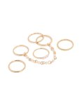 Goldair Gold Pearl Chain & Thin Rings 6-PACK - M l
