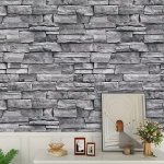 1 Roll Self-adhesive Wallpaper Vintage Gray Brick Self-adhesive Contact Paper Peel And Stick Waterproof Removable Living Room Ki