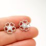 Tiny Delicate Hollow Sakura Shaped Stud Earrings Stainless Steel Jewelry Vintage Elegant Style For Women Dating Earrings