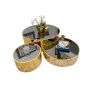 3-IN-1 Nesting Coffee Table Set With Gold Frames And Glass Tops