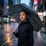 21-INCH Automatic Foldable Windproof Umbrella - Red