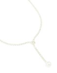 Silver Diamante Cup Chain Pearl Y-necklace