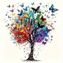 Vibrant Tree & Butterfly Iron-on Transfer Decals - Diy Vinyl Heat Press Stickers For T-shirts Hoodies Pillows And Backpacks