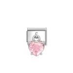 Composable Classic Link Pendant Heart Cut Stone Pink