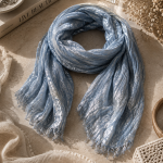 Shimmer Lurex Raw Edge Scarf - Indigo Free