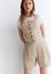 Linen-blend Shorts - Beige