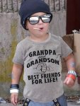 Grandpa & Grandson Best Friends For Life Print Boy's Creative T-Shirt Casual Short Sleeve Crew Neck Top Boy's Summer Clothing