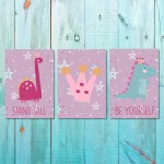 Girls: Set Of 3 - Dino Girl - 3 X A4