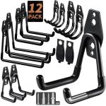 12 Pack Garage Hooks Heavy Duty Wall-mount Storage Hooks With Non-slip Coating Includes Screws & Anchors + 2 Extension Cord Stra