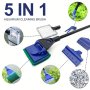 5 In 1 Aquarium Cleaning Tools Plant Fork Spoon Net Sponge Brush Gravel Rake Algae Scraper Multi-functional Fish Tank Cleaning Tools