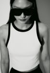 Cropped Vest Top - White black