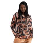 Tiger Print Batwing Knit Top - Black Free