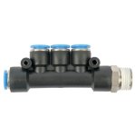 AirCraft Pu Hose Fitting Manifold 4 X 8MM Port X 3 8"M