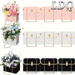 4PCS Rectangle Paper Flower Gift Bags With Sturdy Handles - Perfect For Bouquets Flowers And Gifts - Ideal For Mother's Day Wedd