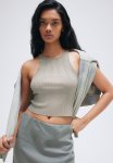 Rib-knit Vest Top - Light Khaki Green