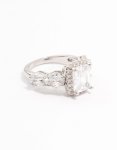 Silver Eloquent Cubic Zirconia Rectangular Ring - S m