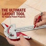 Multi-angle Measuring Ruler 25.4-50.8 Cm Adjustable Metal Craftsmen Square Woodworking Corner Layout Tool Home Improvement Acces