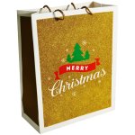 Gold Merry Christmas Glittery Gift Bag Large