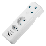 3-WAY Schuko Adapter With 1X Type-c And 1X Usb-a Charger SWD-72014-WT