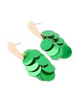 Goldair Gold Green Layered Sequins Drop Earrings