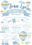 Milestone Board - Blue Hot Air Balloons - A0