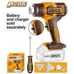 Ingco 20V Cordless Heat Gun 300C 550C Solo Unit HGLI2006