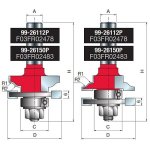 Matched Profile & Scribe Router Bits D-42.9MM X H-77MM X R1-4.5MM X R2-5.5MM X C-22MM X A-1 2" 99-26150P