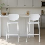 Modern Set Of 2 Perforated Plastic Bar Chairs