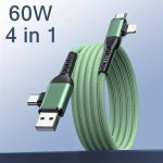 60W 4 In 1 USB Fast Charging Cable For Iphone Samsung Xiaomi Redmi Oneplus Tcl Oppo Vivo All Compatible USB C Mobile Phones USB