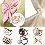 1PC Scarf Buckle Inlaid White Faux Pearls Vintage Style Luxury Scarf Accessories Decoration For Women