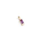 MINI Baguette Amethyst Pendant Charm In Yellow Gold - Pink Amethyst