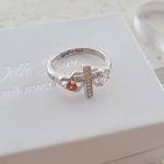 N2048-CRI103599 - Personalized 925 Sterling Silver Cross Birthstone Ring