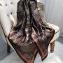 Boho Chic Brown Paisley Print Square Scarf - 109.98CM Vintage Black Shawl For Women Windproof & Stylish Beach Travel Accessory