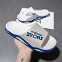 Unisex Fashion Letter Print Slides Trendy Soft Sole PVC Summer Beach Shoes Lightweight Outdoor Indoor Slides