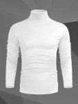 Men's Sold T-Shirt Casual Long Sleeve Turtle Neck Tee Men's Clothing For Summer Outdoor
