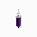 Silver Blackened Pendant With Imitation Amethyst
