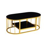 Glass Coffee Table Black + Gold – MWCTG15