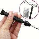 Three-claw 0.3-3.4MM Hand Twist Drill Hand Drilling Tool Hand Twist Drill Carpenter Diy MINI Manual Punch Reaming Drill Statione