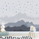 Blue Mountain Peaks Wallpaper - 1.2M Wide X 3M High Non-adhesive Requires Wallpaper Glue