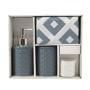 Bathroom Set Of 3PCS Contains Soap Dispenser Toothbrush Holder And Peva Shower Curtain Including 12 Pp Hooks Blue