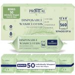 X Large Wet Wipes For Adults - Case Of 10 Packs Of 56 560 Count Disposable Incontinence Wipes 12" X 8" Body Wipes For