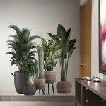 2PCS Creative Wall Sticker Tropical Green Plant Potted Pattern Self-adhesive Wall Stickers Bedroom Entryway Living Room Porch Ho