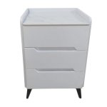 Marble Top White Three-drawer Nightstand MW443