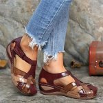 Women's Contrast Color Wedge Sandals Casual Buckle Strap Platform Sandals Comfortable Summer Shoes