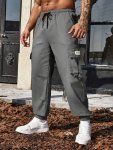 Men's Trendy Solid Footed Cargo Pants With Side Pocket Comfy Casual Regular Fit Trousers For Men's Outdoor Activities