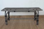 Rattan Bench With Leather Binding